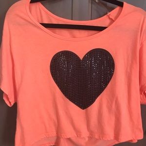 Short sleeve peach crop top